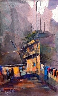 Syeda Nadia Raza, 18 x 30 Inches, Acrylic on Canvas, Cityscape Paintings, AC-SNDR-009 Syeda Nadia Raza, 18 x 30 Inches, Acrylic on Canvas, Cityscape Paintings, AC-SNDR-009